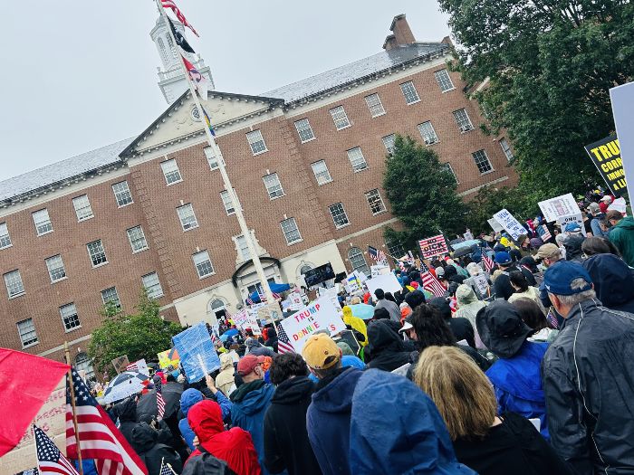 protesters holding signs in Morristown New Jersey